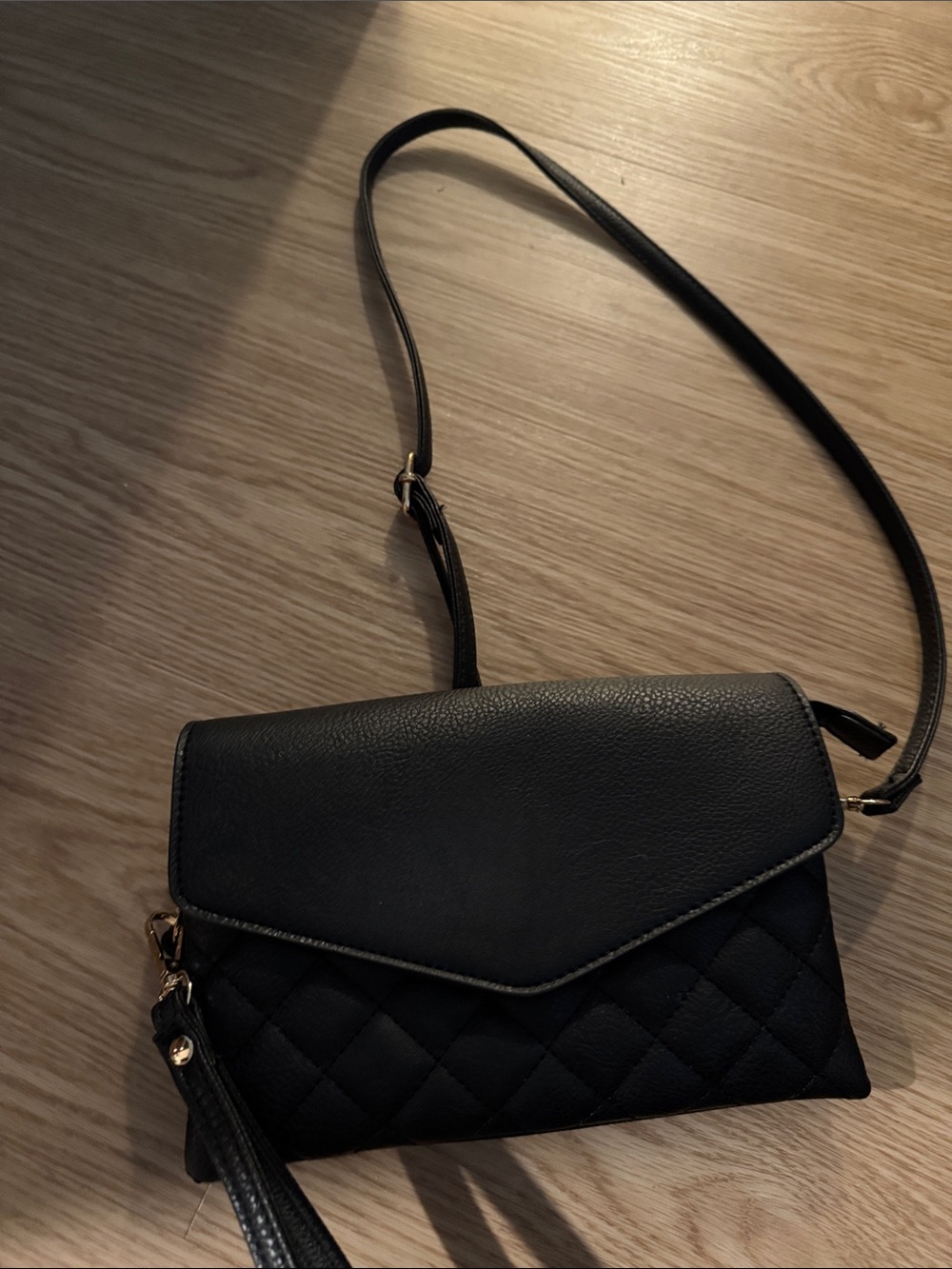 Black Quilted Crossbody Bag - Lightweight Shoulder Purse